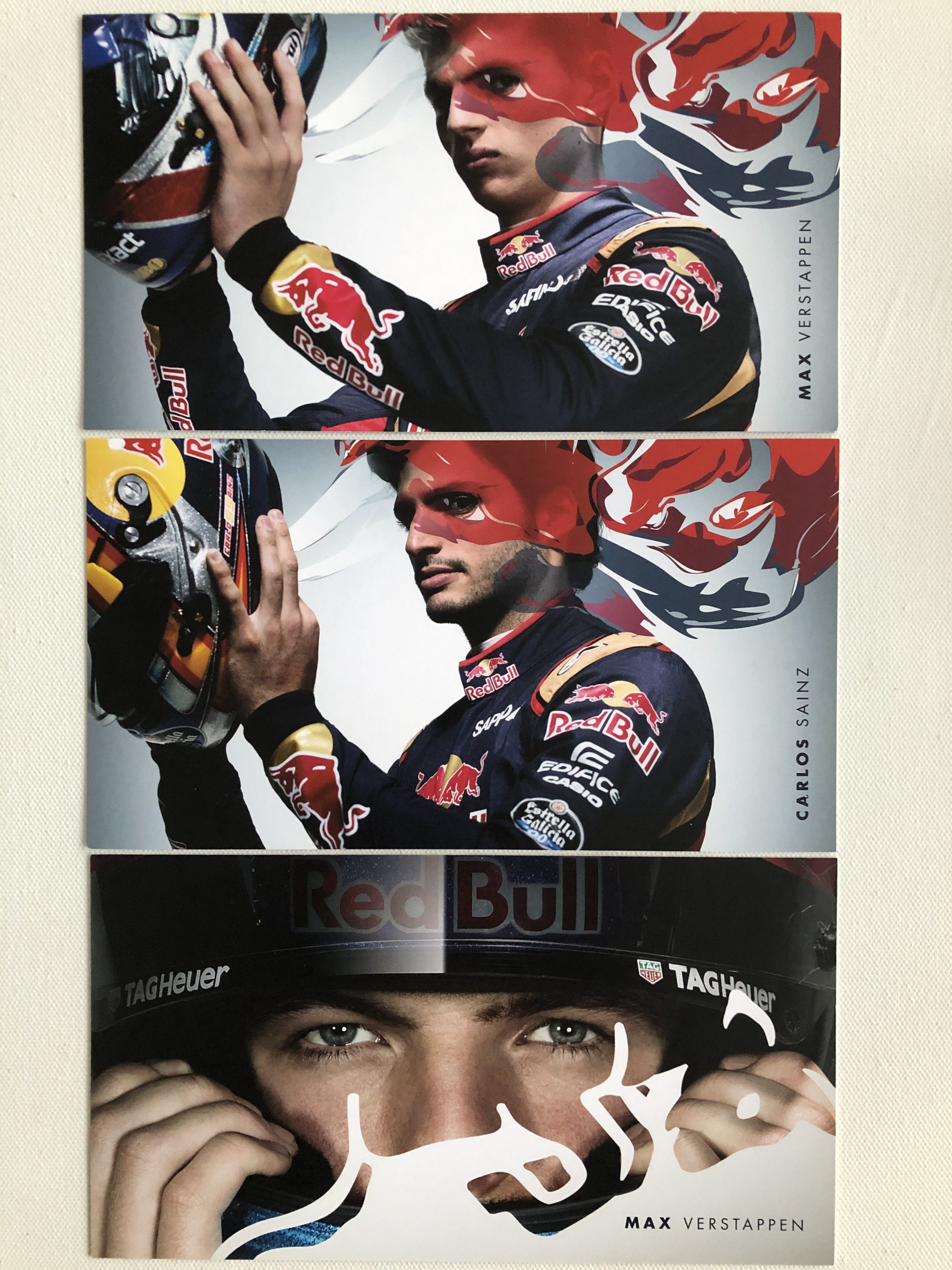 Set of 3 Red Bull Racing / Toro Rosso Driver Cards / Post Cards