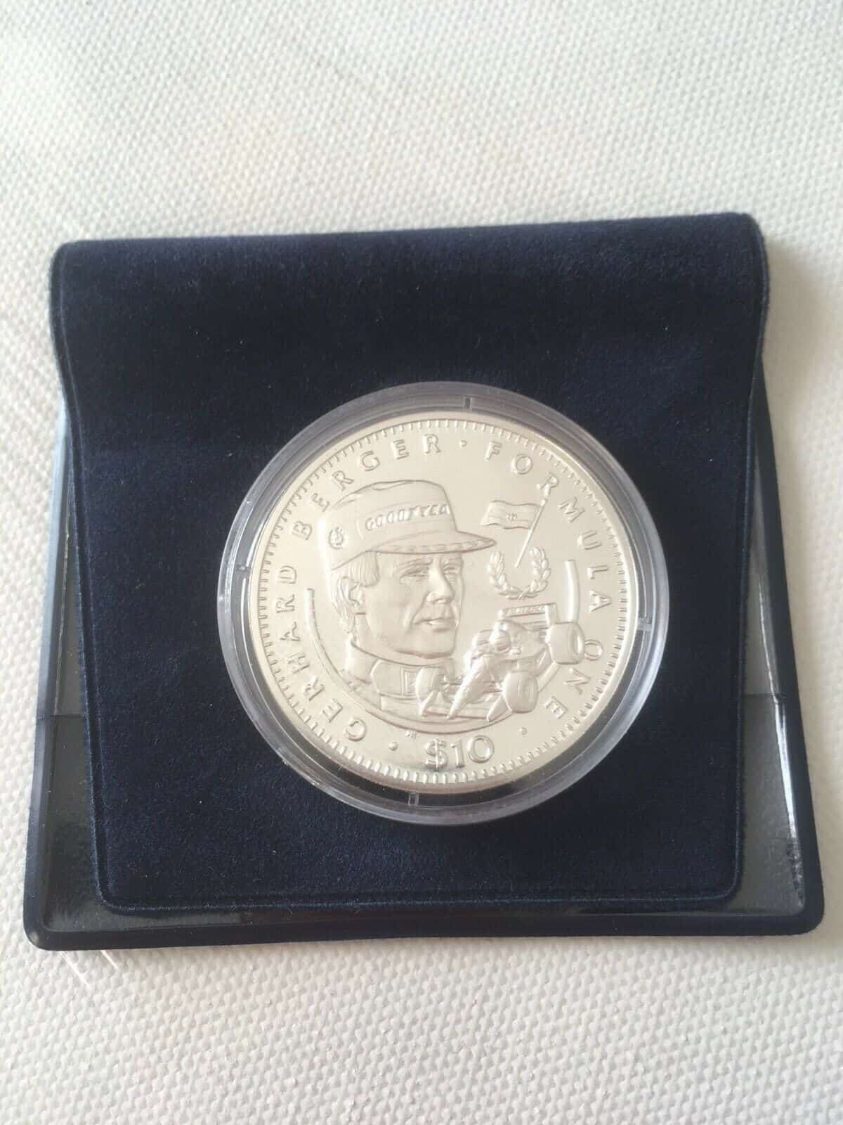 Gehard Berger $10 Silver Commemorative Coin 1992 F1 Republic Of Liberia ...