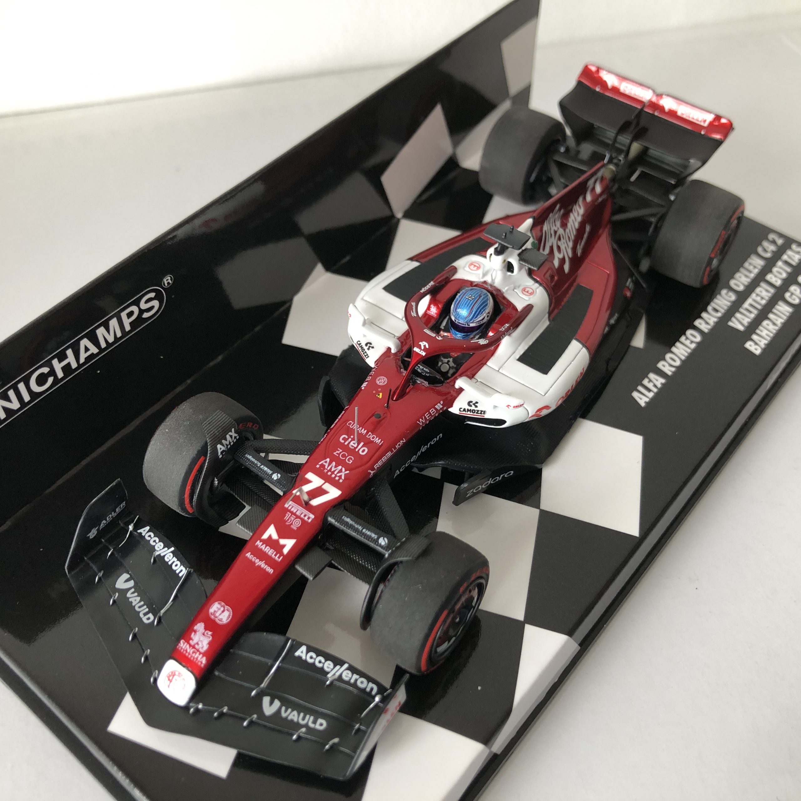 2022 Valtteri Bottas Alfa Romeo Racing Orlen C42 Minichamps Resin 1 43 Bahrain GP CLASSICTRAX.CO.UK